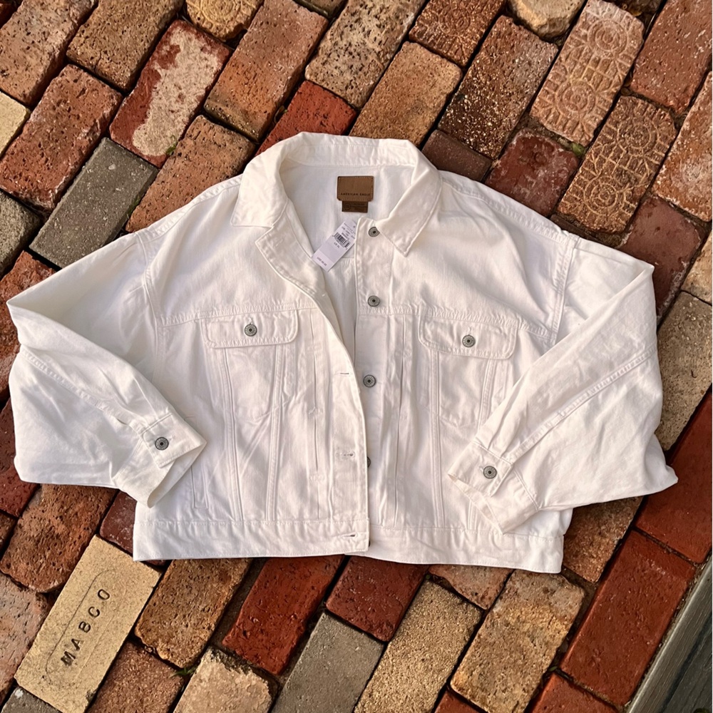 American Eagle Outfitters Cream Denim Jacket